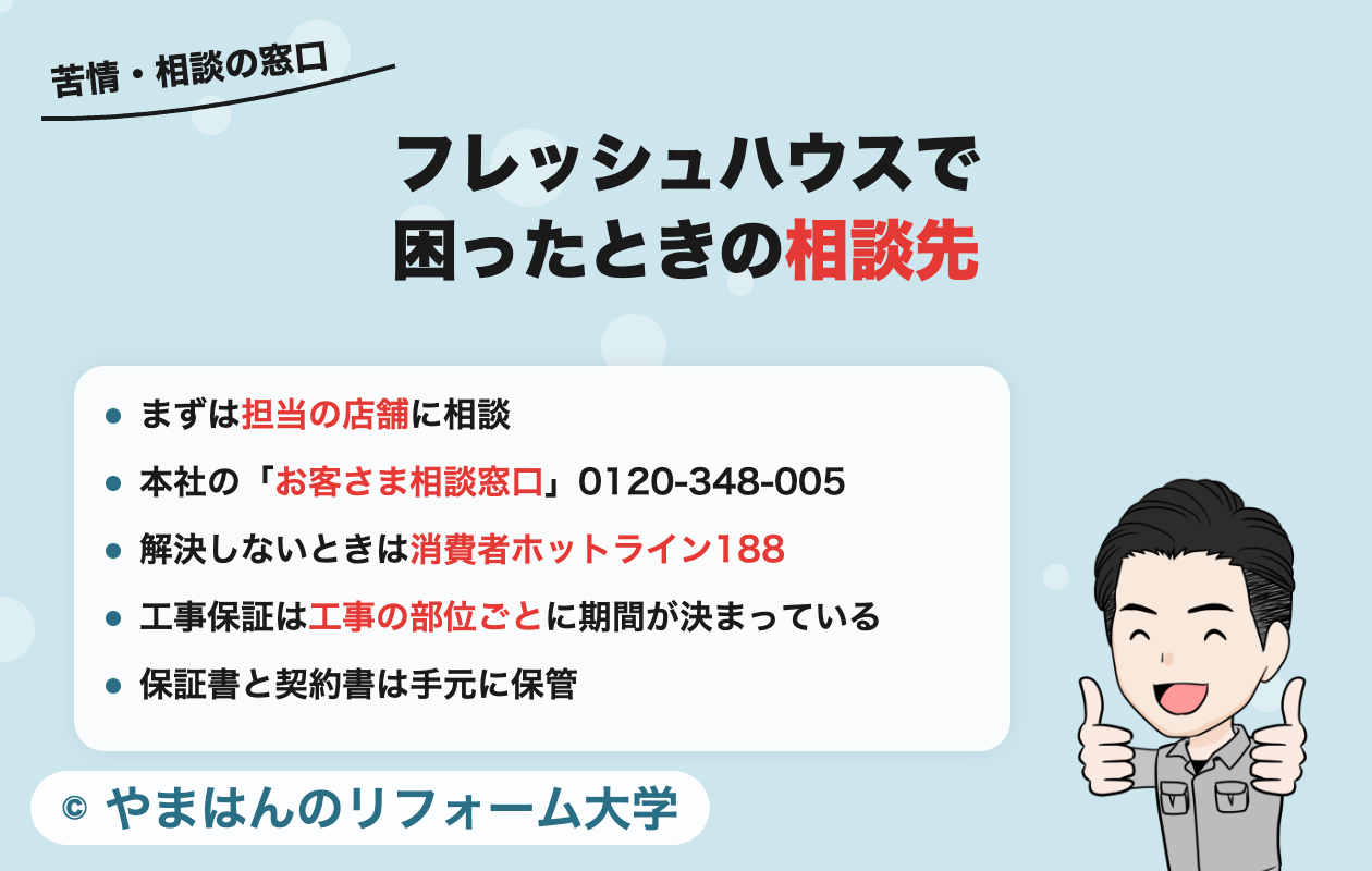 フレッシュハウスで困ったときの相談先