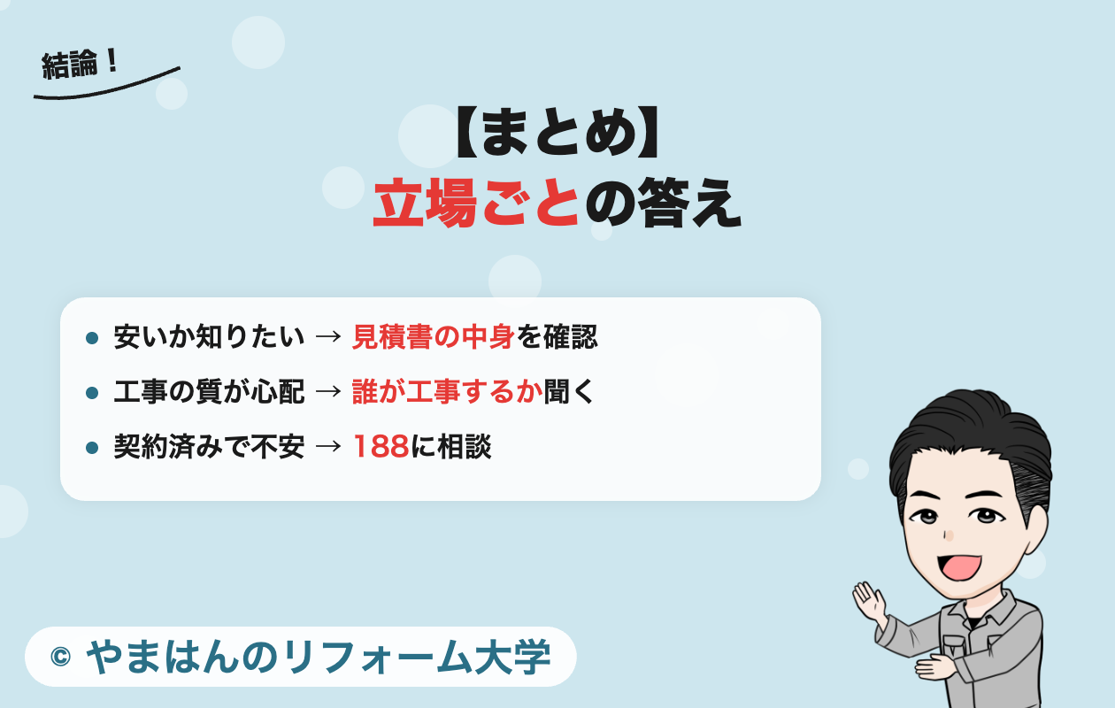 まとめ 立場ごとの答え