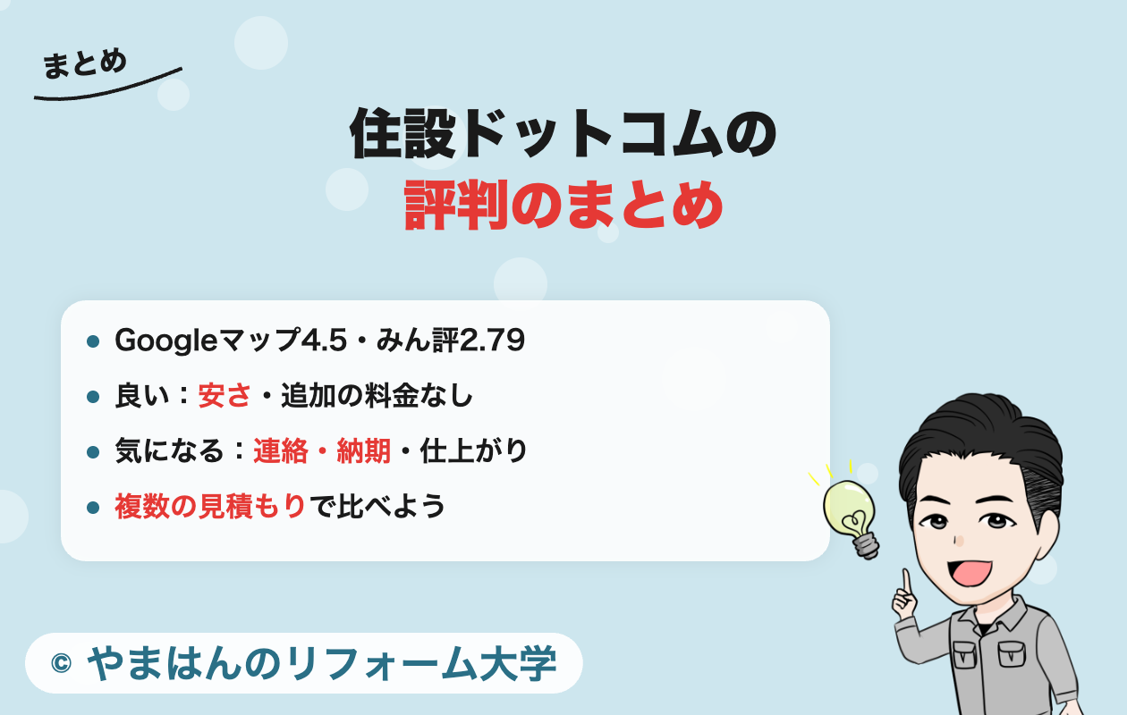 住設ドットコムの評判のまとめ