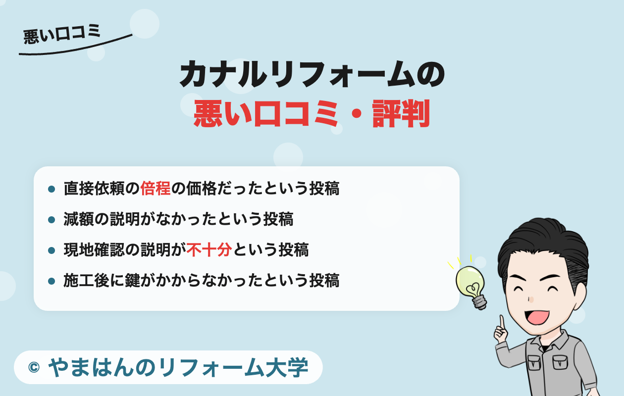 カナルリフォームの悪い口コミ・評判